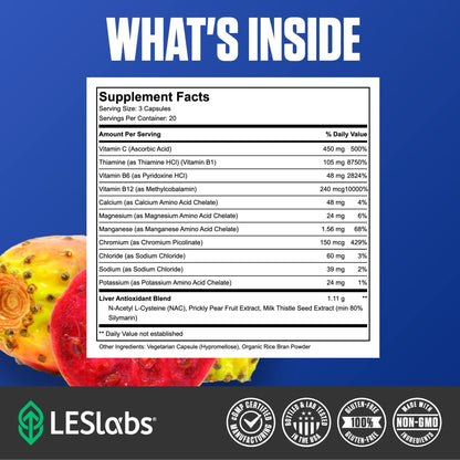 LES Labs DeToxx – Better Mornings & Recovery, Liver Support, Electrolyte Replenishment & Glutathione Support – Prickly Pear, Milk Thistle & NAC – Non-GMO Supplement – 60 Capsules - Maple Wellness Supplements