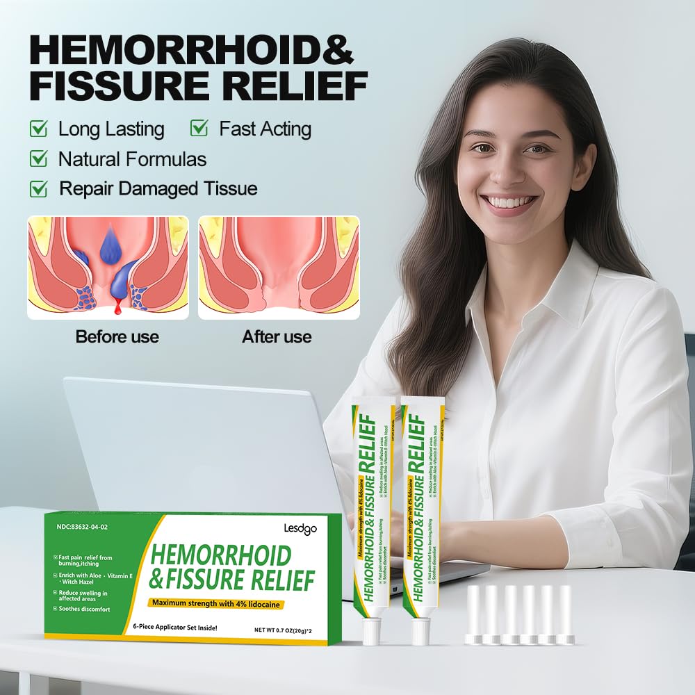 Lesdgo Hemorrhoidal Ointment(1 Pack),Hemorrhoid and Fissure Cream Witch Hazel Maximum Strength Pain Relief,for Itching and Swelling - Maple Wellness Supplements
