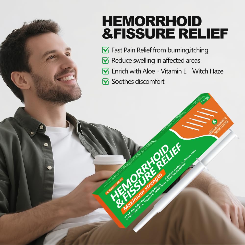 Lesdgo Hemorrhoidal Ointment(6 Pre-Filled),Hemorrhoid and Fissure Cream Witch Hazel Maximum Strength Pain Relief,for Itching and Swelling - Maple Wellness Supplements