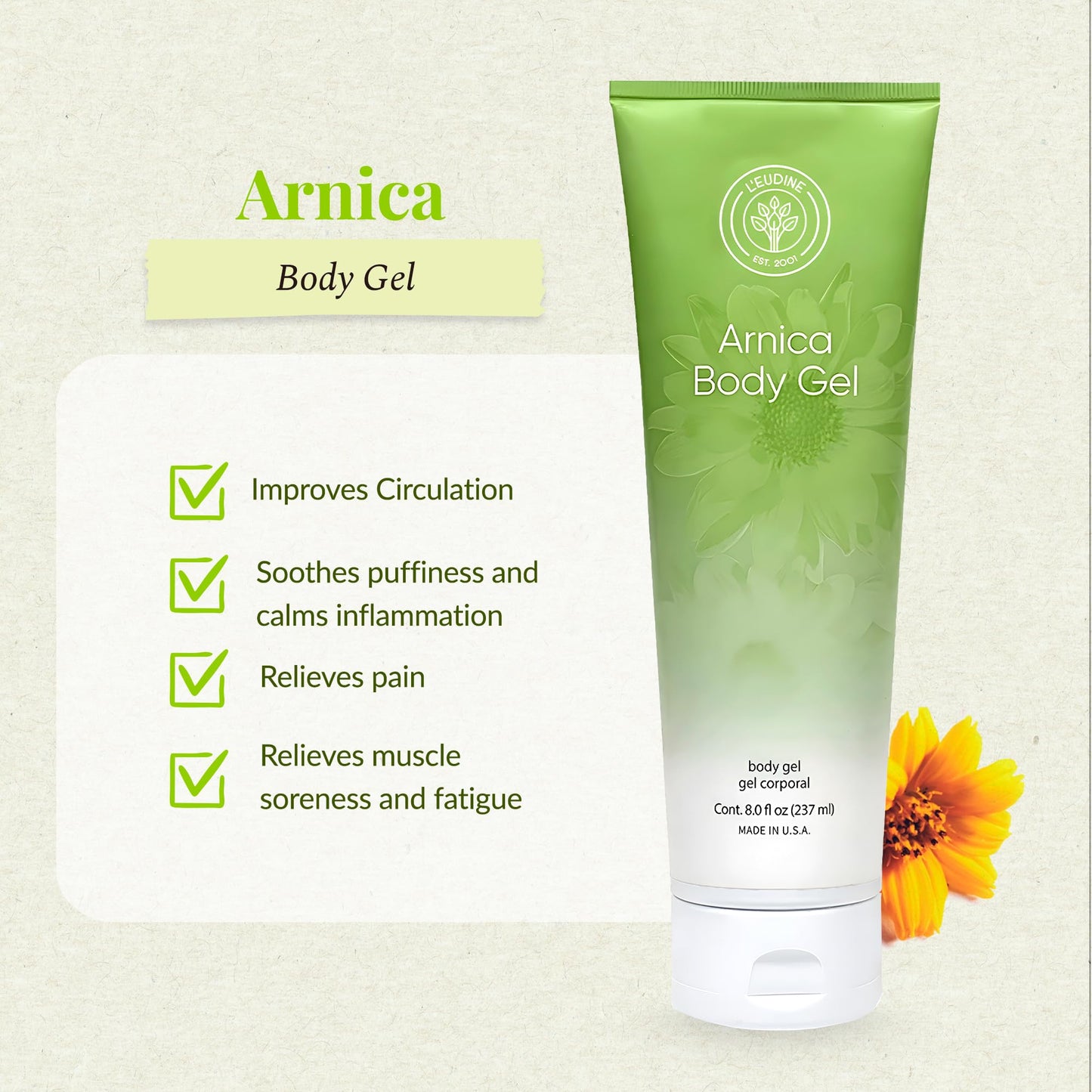 L’EUDINE Arnica Gel – Pack of 3 – Extra Strength for Bruise Relief, Wonder-Plant for Treating Muscle Soreness, Bruising, and Swelling - Fast Absorbing, Natural Formula - Maple Wellness Supplements