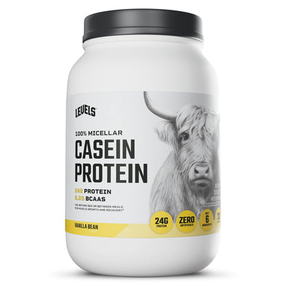 Levels 100% Micellar Casein Protein, Hormone Free, Vanilla Bean, 2LB - Maple Wellness Supplements
