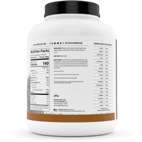 Levels Grass Fed 100% Whey Protein, No GMOs, Chocolate Peanut Butter, 5LB - Maple Wellness Supplements