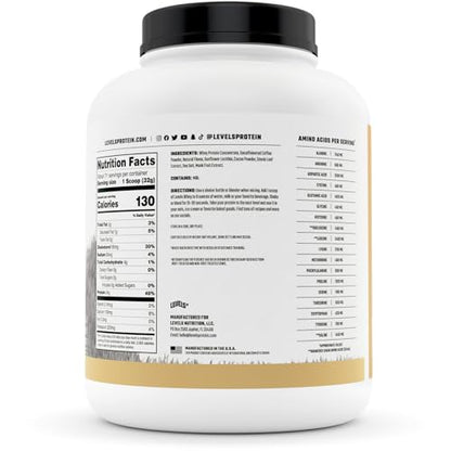 Levels Grass Fed 100% Whey Protein, No Hormones, Cappuccino, 5LB - Maple Wellness Supplements