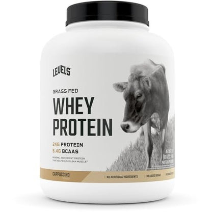Levels Grass Fed 100% Whey Protein, No Hormones, Cappuccino, 5LB - Maple Wellness Supplements
