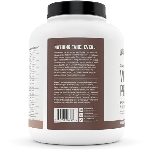 Levels Grass Fed 100% Whey Protein, No Hormones, Chocolate Mocha, 5LB - Maple Wellness Supplements