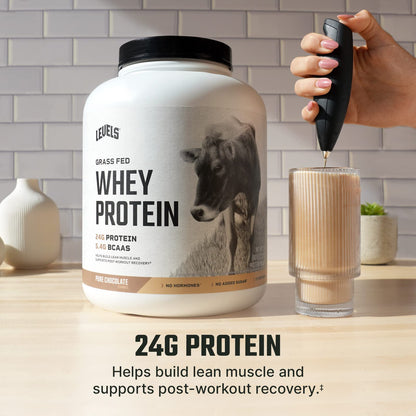 Levels Grass Fed 100% Whey Protein, No Hormones, Pure Chocolate, 5LB - Maple Wellness Supplements