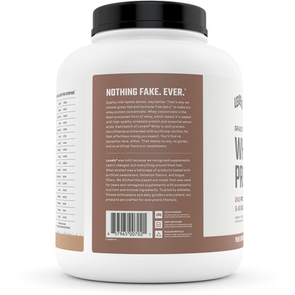 Levels Grass Fed 100% Whey Protein, No Hormones, Pure Chocolate, 5LB - Maple Wellness Supplements