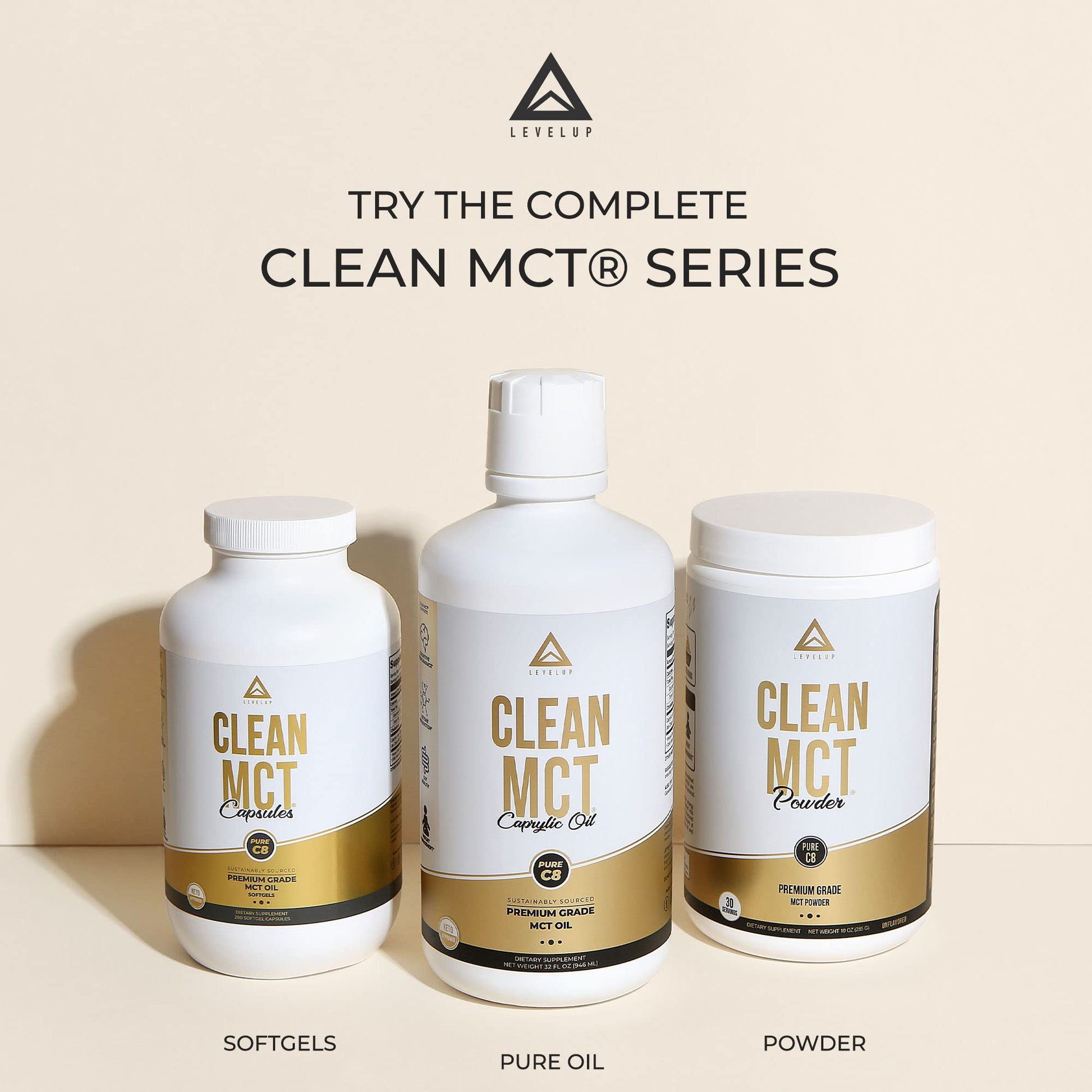 LevelUp Clean MCT Oil - 100% Caprylic C8 for Energy, Focus, Weight Management - Maple Wellness Supplements