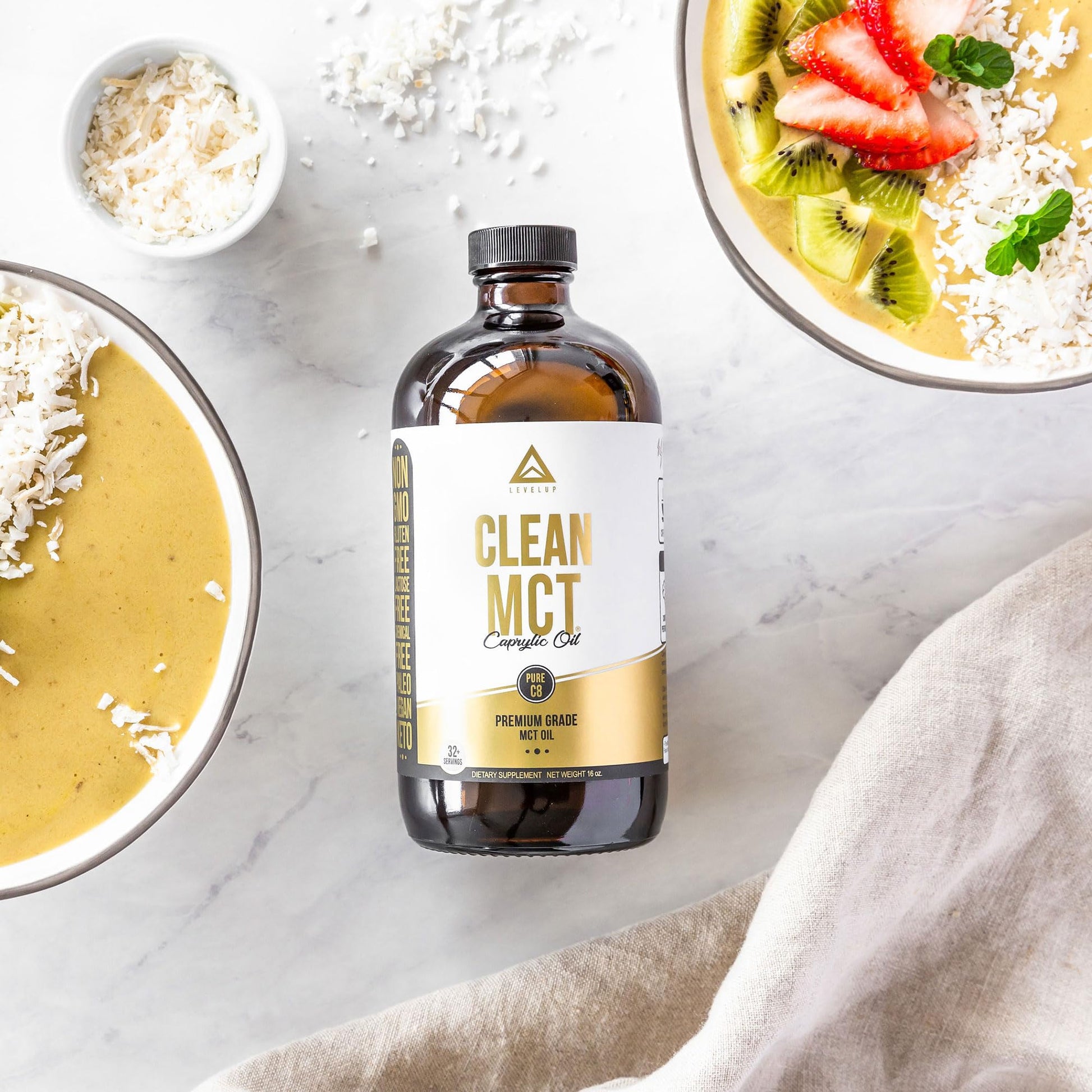 LevelUp Clean MCT Oil - 100% Caprylic C8 for Energy, Focus, Weight Management - Maple Wellness Supplements