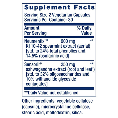 Life Extension Ashwagandha Plus Calm & Focus, ashwagandha Extract, Spearmint Extract, Focus, Attention, Relaxation, Advanced Formula, 60 Vegetarian Capsules - Maple Wellness Supplements