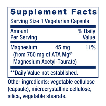 Life Extension Calm-Mag, Magnesium Acetyl taurinate, Daily Stress Management Formula, Supports Calmness and Relaxation, Gluten-Free, Non-GMO, Vegetarian, 30 Capsules - Maple Wellness Supplements