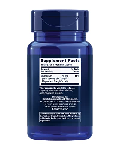 Life Extension Calm-Mag, Magnesium Acetyl taurinate, Daily Stress Management Formula, Supports Calmness and Relaxation, Gluten-Free, Non-GMO, Vegetarian, 30 Capsules - Maple Wellness Supplements