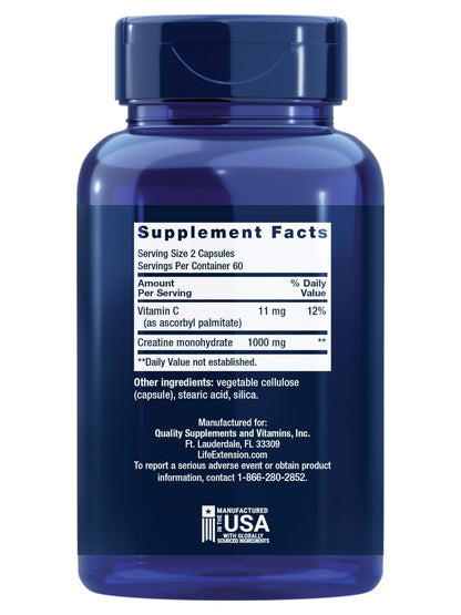 Life Extension Creatine Capsules – Creatine Monohydrate – Promotes Strength, Lean Muscle, Healthy Endurance – Non-GMO, Gluten-Free – 120 Capsules - Maple Wellness Supplements