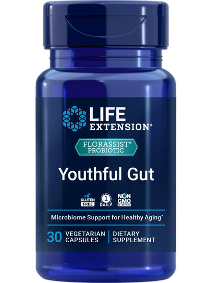 Life Extension FLORASSIST® Probiotic Youthful Gut, Healthy Aging Supplement, postbiotic and probiotic Blend, Heart and Gut Health, Non-GMO, 1-Daily, Gluten-Free, Vegetarian, 30 Capsules - Maple Wellness Supplements