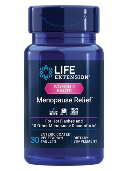 Life Extension Menopause Relief – Siberian Rhubarb, Menopause Supplement for Women, Ease hot Flashes, Mood Swings, Night Sweats Relief, Hormone-Free, Gluten-Free, Non-GMO, Vegetarian, 30 Tablets - Maple Wellness Supplements
