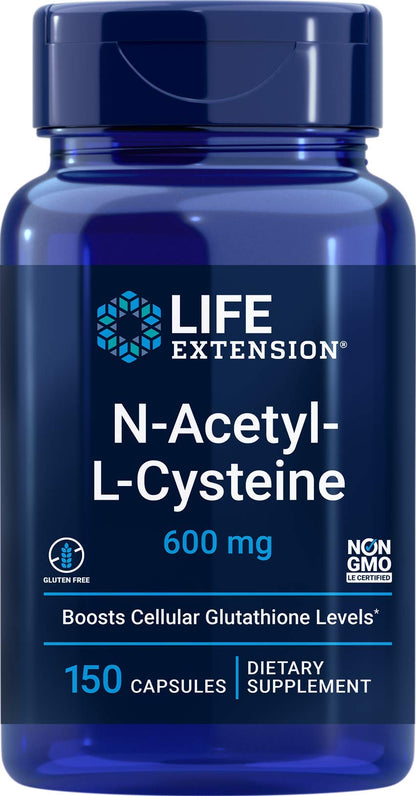 Life Extension N-Acetyl-L-Cysteine (NAC) 600mg, 150 Capsules - Maple Wellness Supplements