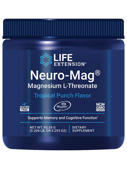 Life Extension Neuro-Mag Magnesium L-Threonate Powder (Tropical Punch) - Ultra-Absorbable Magnesium - Supports Memory, Focus, Cognitive Function & Mood - Maple Wellness Supplements
