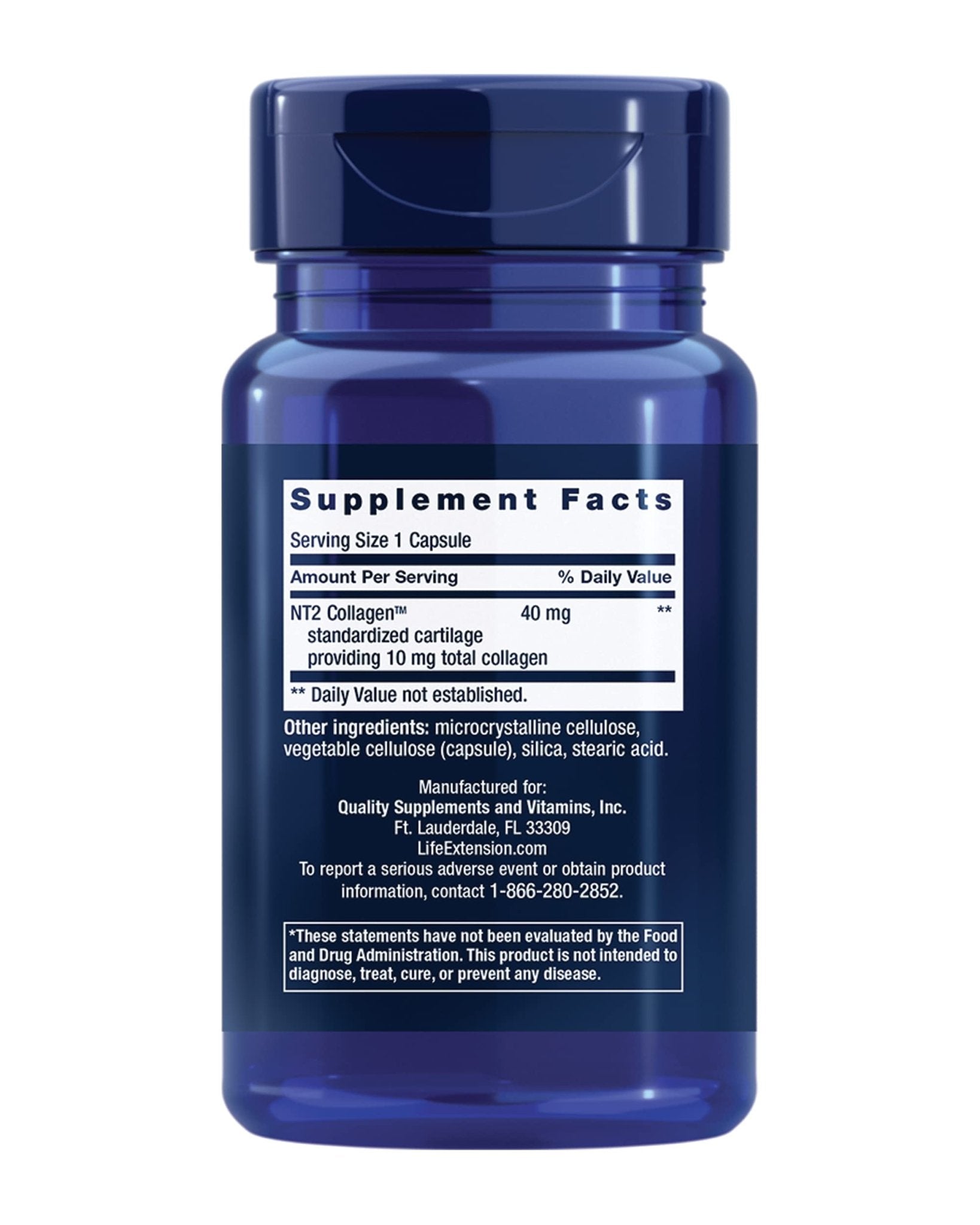 Life Extension NT2 Collagen™, Joint Health Supplement for Joint Comfort & Mobility, Gluten-Free, Non-GMO, 1 Daily, 60 Small Capsules - Maple Wellness Supplements