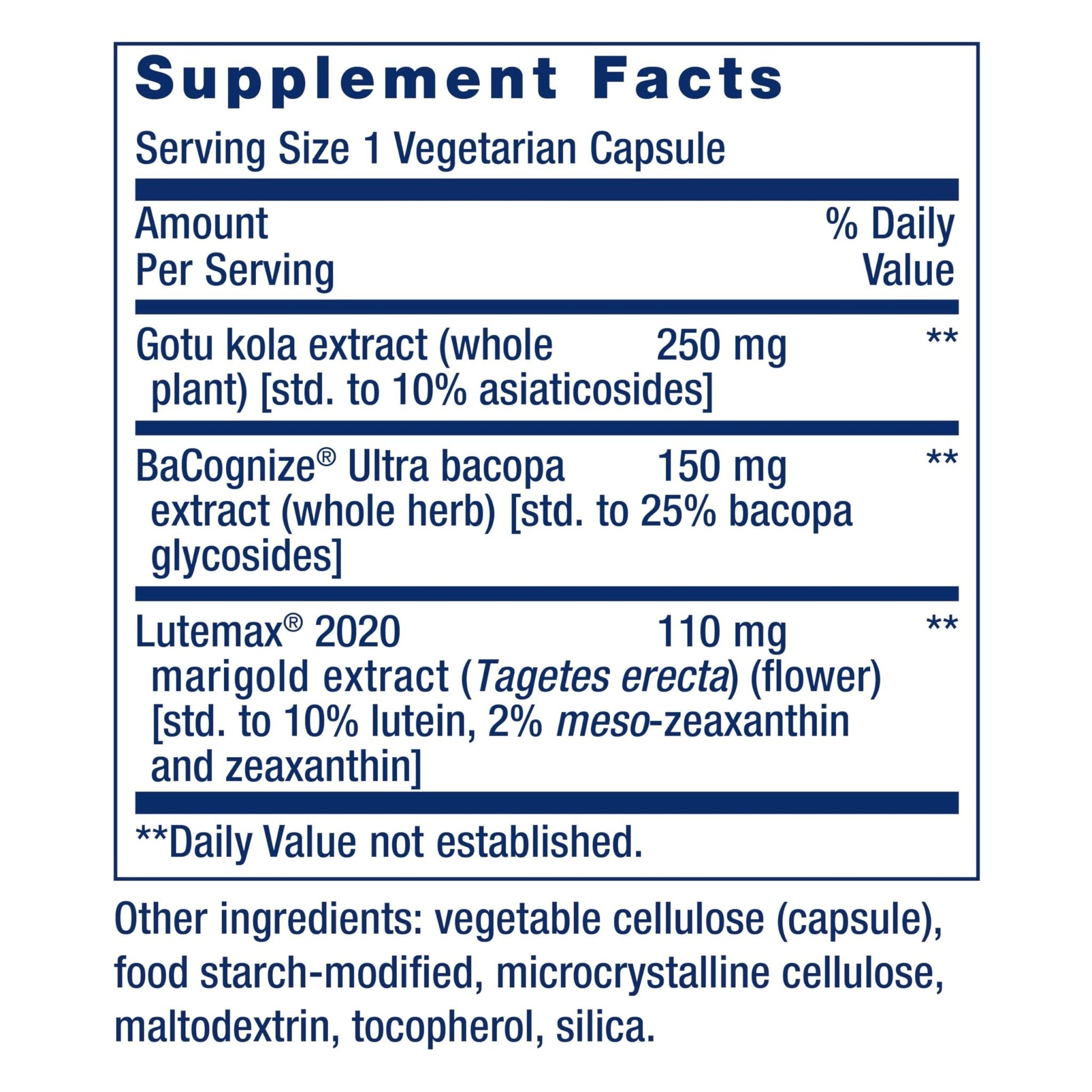 Life Extension Quick Brain Nootropic, Fast Thinking, Learning, Concentration, Lutein, zeaxanthin, gotu kola, bacopa, Gluten Free, Non-GMO, Vegetarian, 1 Daily, 30 Capsules - Maple Wellness Supplements