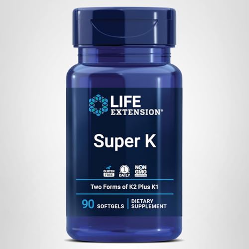 Life Extension Super K, Vitamin K Supplement, 2000 Mcg Vitamin K and 1180 Mcg Vitamin K2, Heart Health, Once-Daily, 90 Softgels - Maple Wellness Supplements