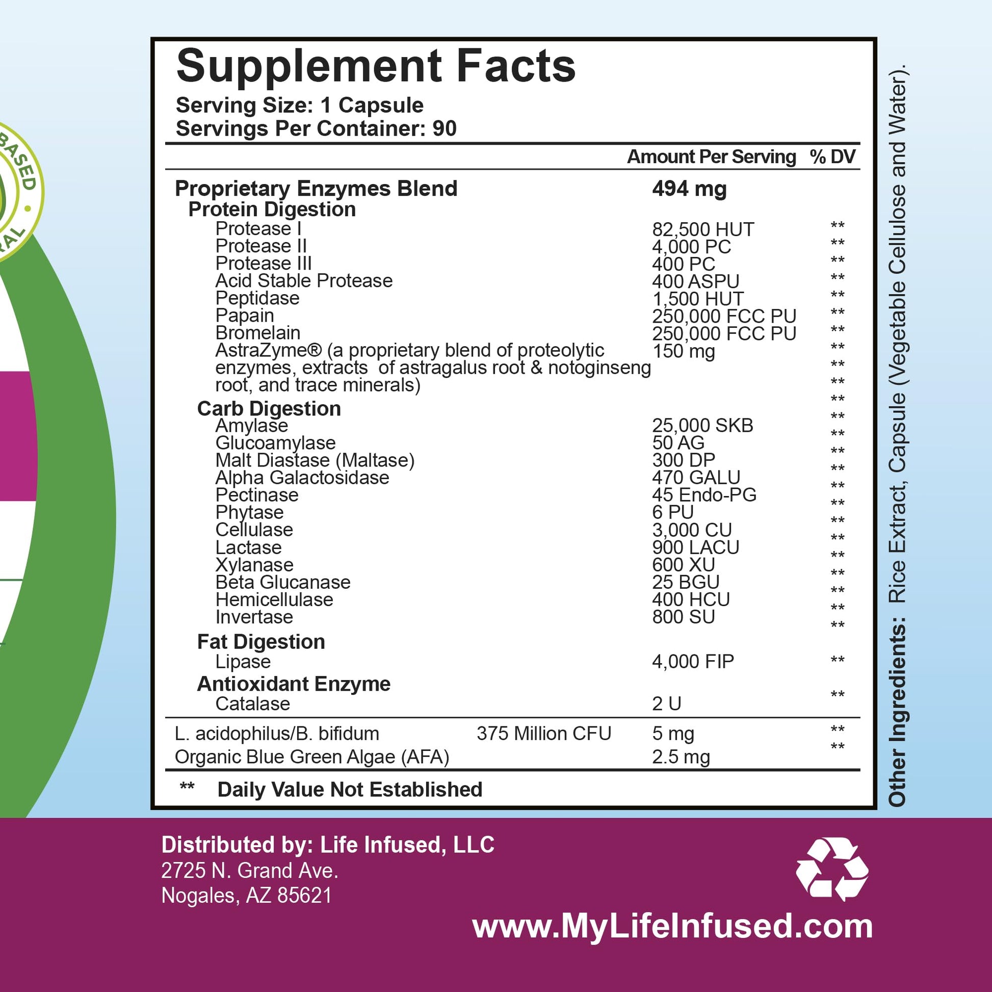 Life Infused Digestive Enzymes with Probiotics – 21 Plant-Based Enzymes with Bromelain, Papain, Amylase & Protease – Digestive Support for Gas & Bloating – - Maple Wellness Supplements