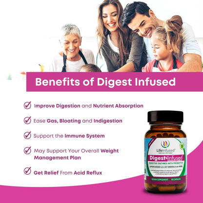 Life Infused Digestive Enzymes with Probiotics – 21 Plant-Based Enzymes with Bromelain, Papain, Amylase & Protease – Digestive Support for Gas & Bloating – - Maple Wellness Supplements