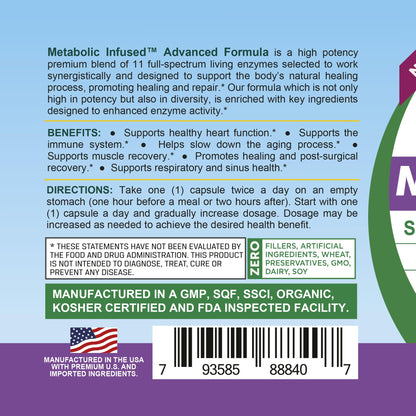 Life Infused Metabolic Enzymes – Systemic Enzyme Supplement with Serrapeptase, Nattokinase, Bromelain & Protease Blend – 72 Trace Minerals – Immune & Circulation Support – Vegan, Non-GMO – 90 Capsules - Maple Wellness Supplements