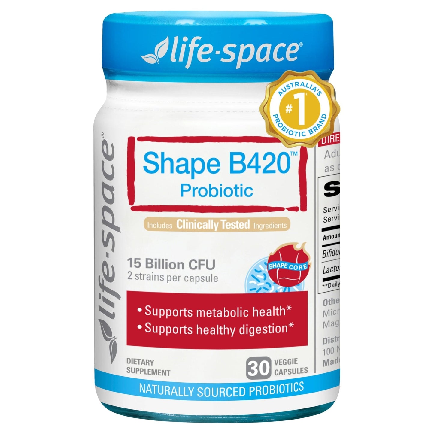 Life-Space Shape B420 Probiotics for Shape Better, Boost, Clinically Backed Metabolism Support, Prebiotic + Probiotics for Women and Men - Maple Wellness Supplements