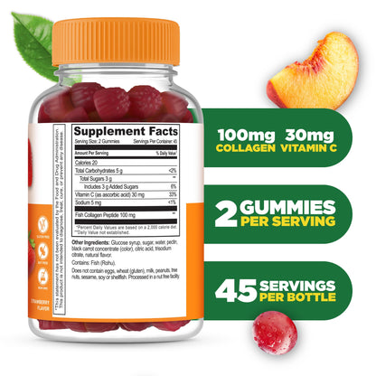 Lifeable Collagen Peptides Gummies | 100mg with Vitamin C | Great Tasting Collagen Supplements | Vegetarian Hair Skin and Nails Gummies | Collagen Gummies for Adults, Men, Women | 90 Gummies - Maple Wellness Supplements