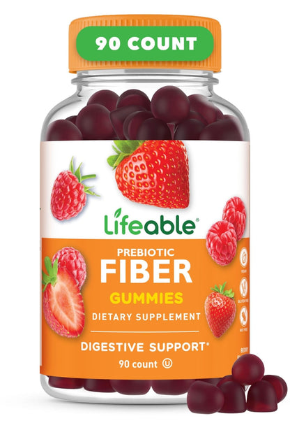 Lifeable Prebiotic Fiber Gummies for Adults | 5g | Great Tasting Fiber Supplement Gummies | Prebiotic Gummies for Digestive Health - Maple Wellness Supplements