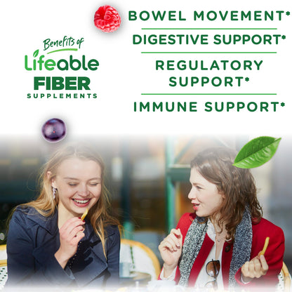 Lifeable Prebiotic Fiber Gummies for Adults | 5g | Great Tasting Fiber Supplement Gummies | Prebiotic Gummies for Digestive Health - Maple Wellness Supplements