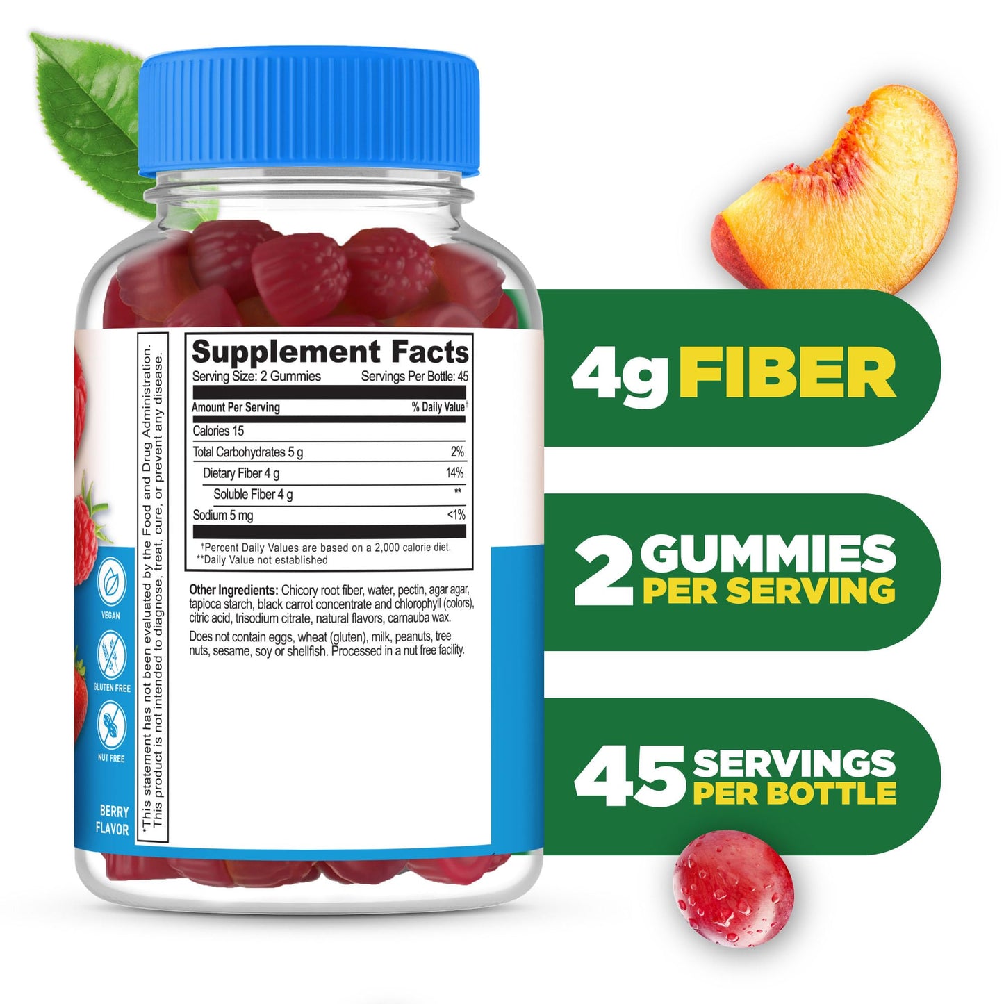 Lifeable Sugar Free Fiber Gummies for Adults | 4g | Great Tasting Fiber Supplement Gummies | Keto Friendly, Gluten Free, Vegan, Non GMO Prebiotic Fiber | for Digestive Health | 90 Gummies - Maple Wellness Supplements