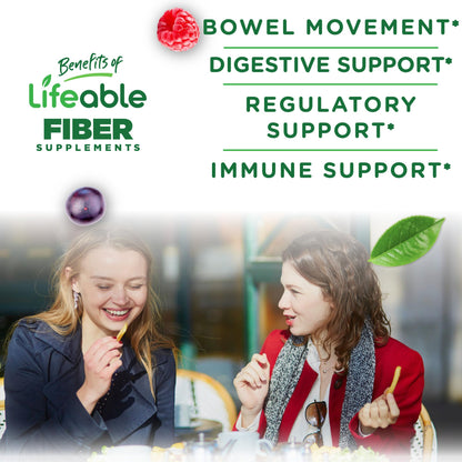 Lifeable Sugar Free Fiber Gummies for Adults | 4g | Great Tasting Fiber Supplement Gummies | Keto Friendly, Gluten Free, Vegan, Non GMO Prebiotic Fiber | for Digestive Health | 90 Gummies - Maple Wellness Supplements