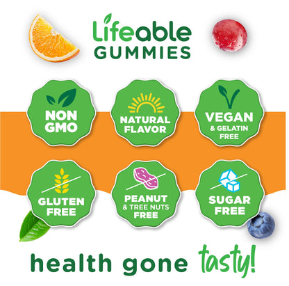 Lifeable Sugar Free Probiotics with Prebiotics Fiber – Great Tasting Natural Flavor Gummy Supplement – Keto Friendly Chewable – for Gut Health and Immune Support - Maple Wellness Supplements