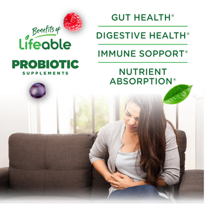 Lifeable Sugar Free Probiotics with Prebiotics Fiber – Great Tasting Natural Flavor Gummy Supplement – Keto Friendly Chewable – for Gut Health and Immune Support - Maple Wellness Supplements