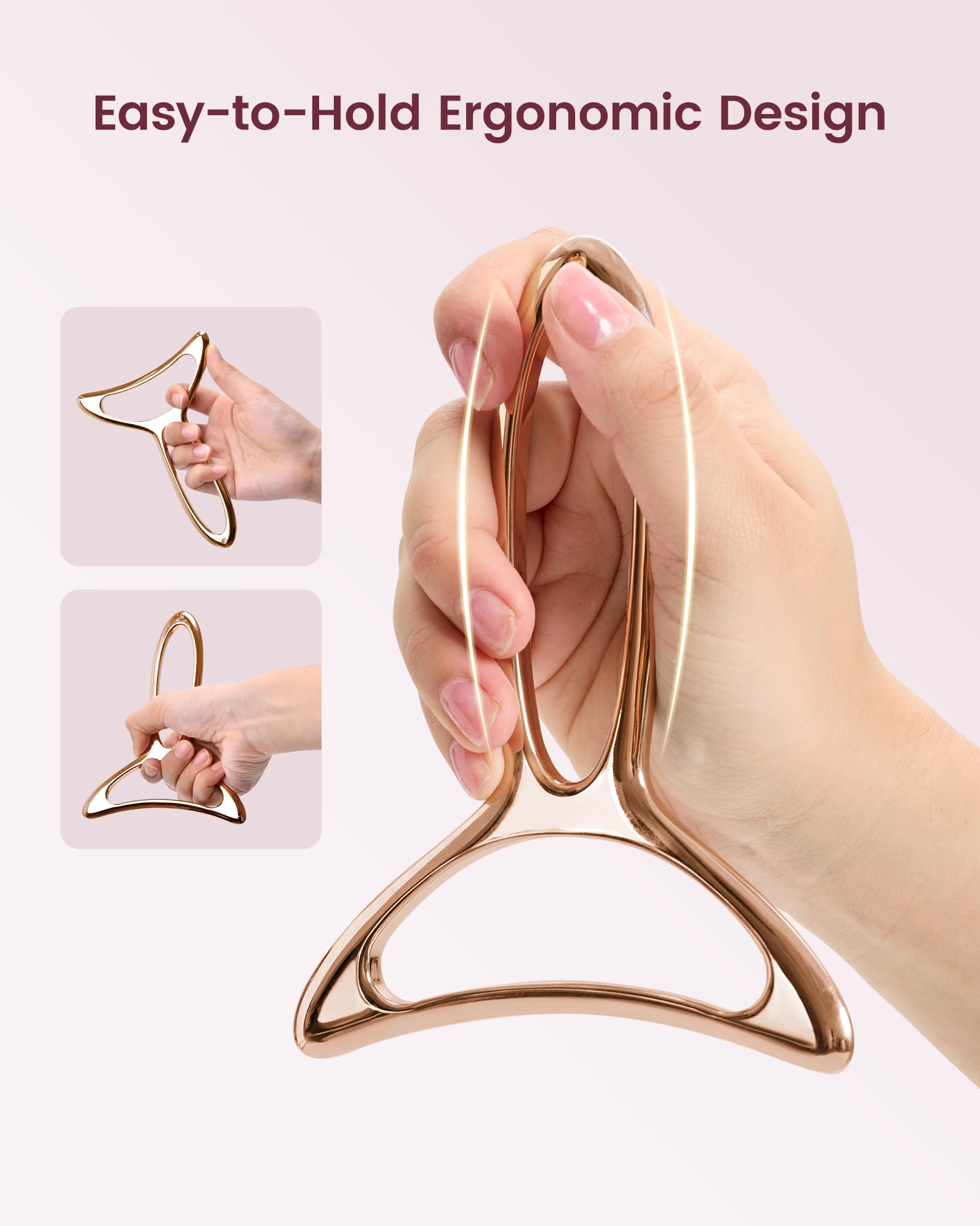 lifechill Lymphatic Drainage Massager & Anti Cellulite Massage Tools for Body Sculpting, Metal Gua Sha & Muscle Scraper Tool Pain Relief Deep Tissue, Gifts for Women, Gold (M) - Maple Wellness Supplements