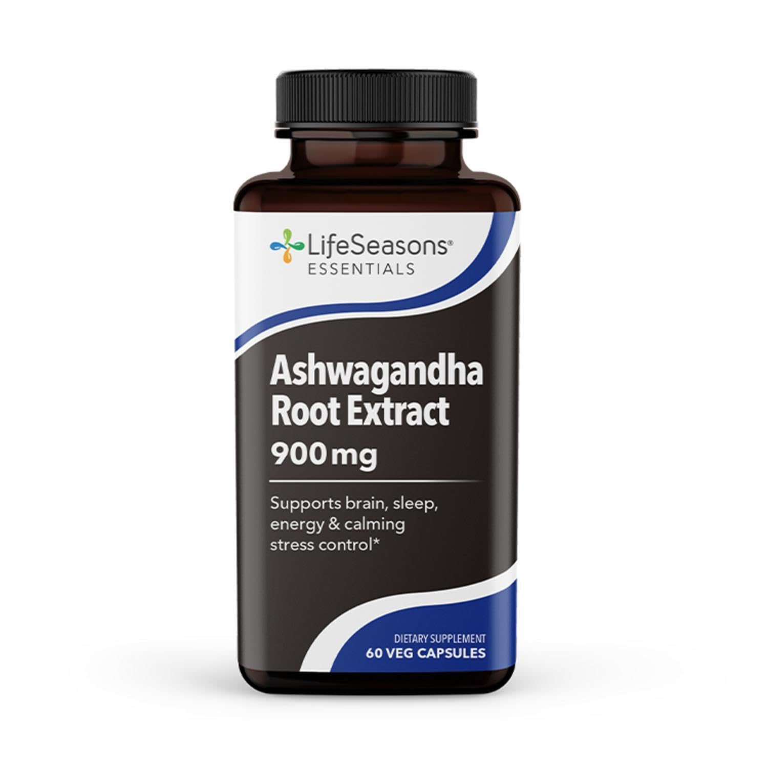 LifeSeasons Essentials Ashwagandha - Stress & Sleep Support Supplement - Calm & Focused Mind - Improves Athletic Performance & Brain Function - 900mg per 2 Capsules - 60 Capsules - Maple Wellness Supplements