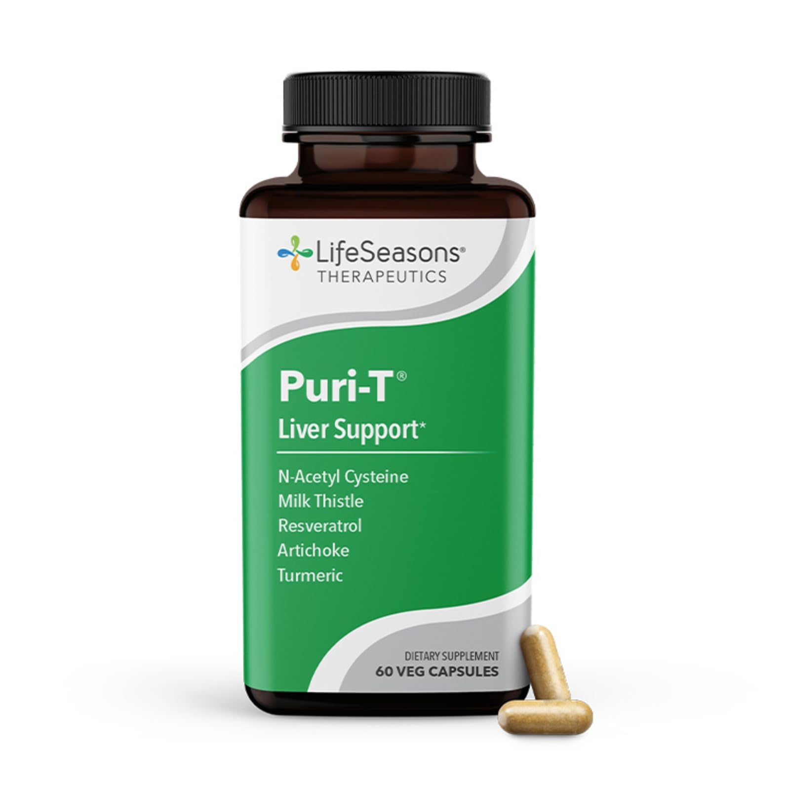 LifeSeasons Puri-T - Liver Cleanse & Detox Support Supplement - Resveratrol, N-Acetyl Cysteine, Milk Thistle, Artichoke & Turmeric - Supports Tissue Regeneration & Healthy Bile Flow - 60 Capsules - Maple Wellness Supplements