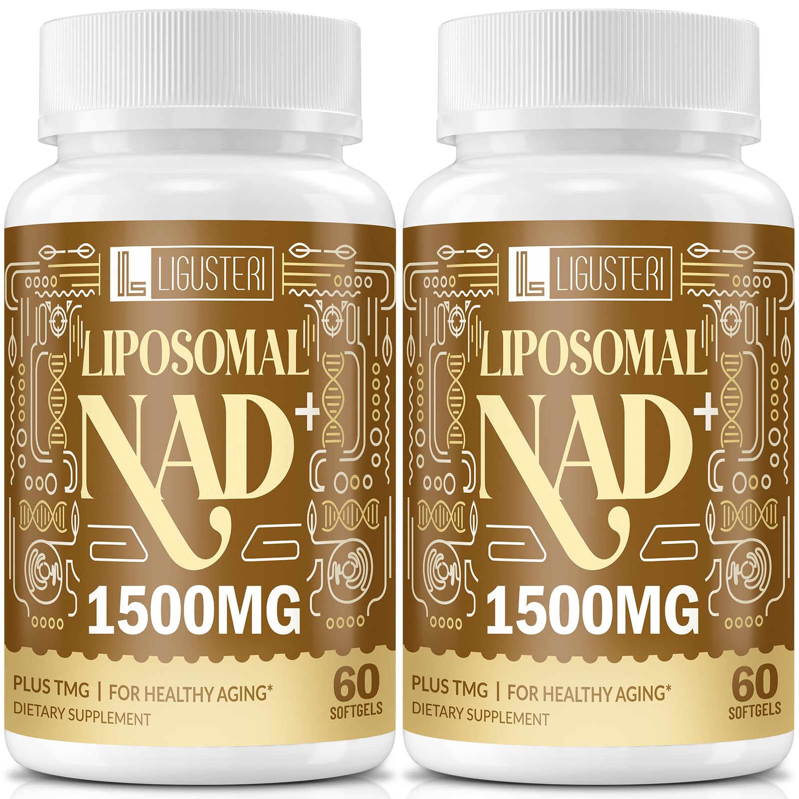 LIGUSTERI 1500 MG Liposomal NAD+, 98%+ Absorption, NAD+ Supplement for Women & Men with TMG, for Aging Defense, Cellular Energy, Heart & Brain Function, Longevity, 120 Softgels - Maple Wellness Supplements
