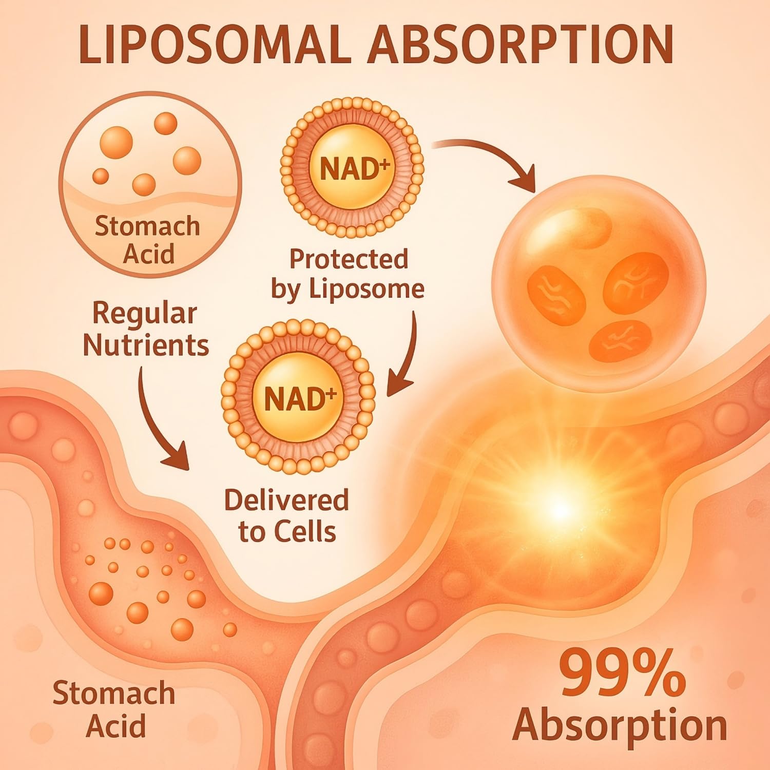LIGUSTERI 1500 MG Liposomal NAD+, 98%+ Absorption, NAD+ Supplement for Women & Men with TMG, for Aging Defense, Cellular Energy, Heart & Brain Function, Longevity, 120 Softgels - Maple Wellness Supplements