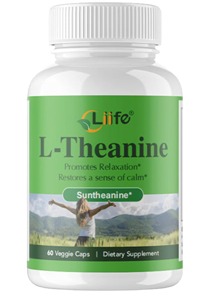 LIIFE L-Theanine (Suntheanine®) with GABA– 60 Veggie Capsules Support with Magnesium & Black Pepper for a Healthy Stress Response, Relaxation, and Focus Increases Brain Alpha-Wave Production* - Maple Wellness Supplements
