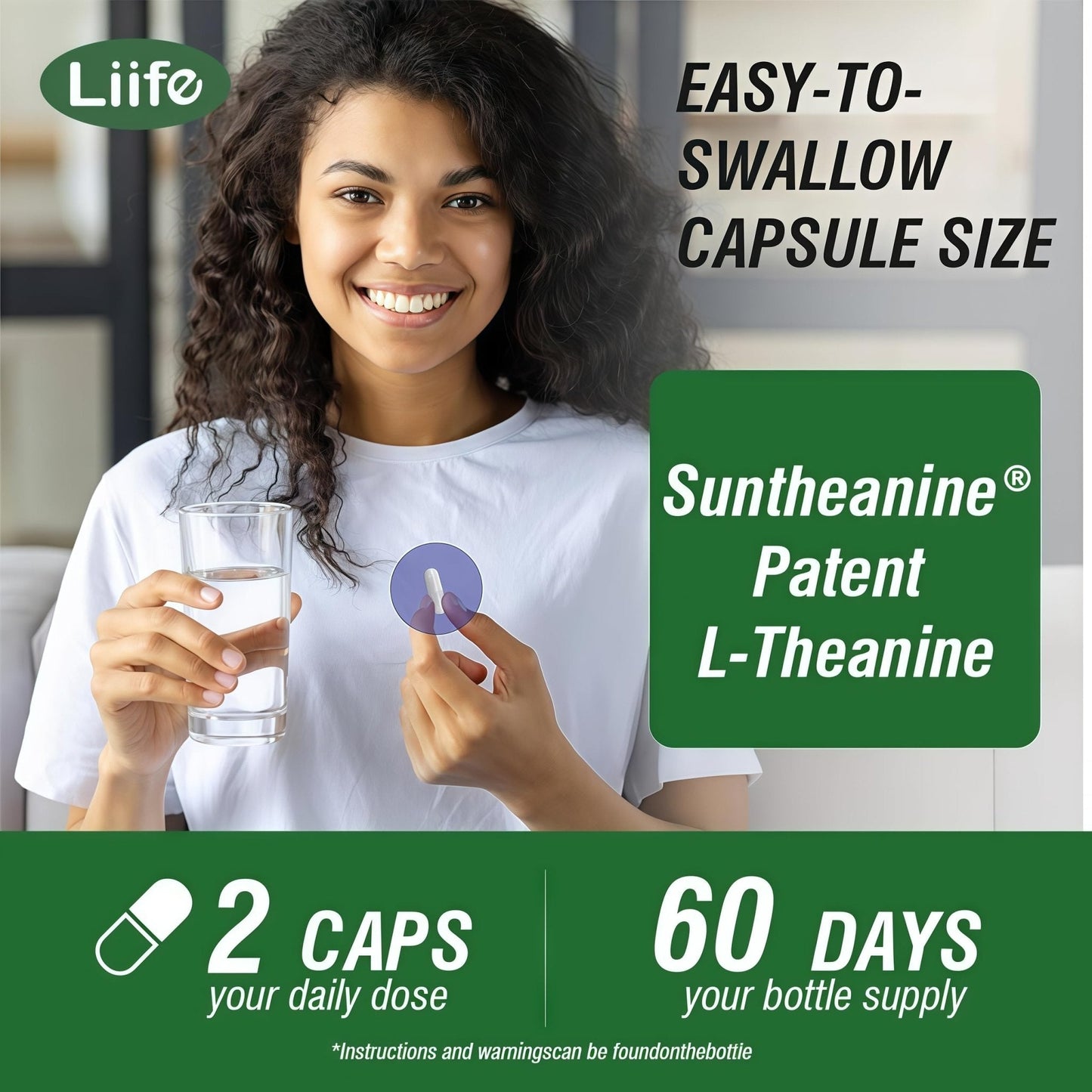 LIIFE L-Theanine (Suntheanine®) with GABA– 60 Veggie Capsules Support with Magnesium & Black Pepper for a Healthy Stress Response, Relaxation, and Focus Increases Brain Alpha-Wave Production* - Maple Wellness Supplements