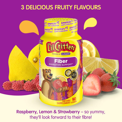 L’il Critters Fiber Daily Gummy Supplement for Kids, for Digestive Support, Berry and Lemon Flavors, 90 Gummies - Maple Wellness Supplements