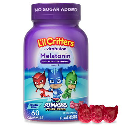 L'il Critters PJ Masks Melatonin Gummy Supplements, 60 Gummies - Maple Wellness Supplements