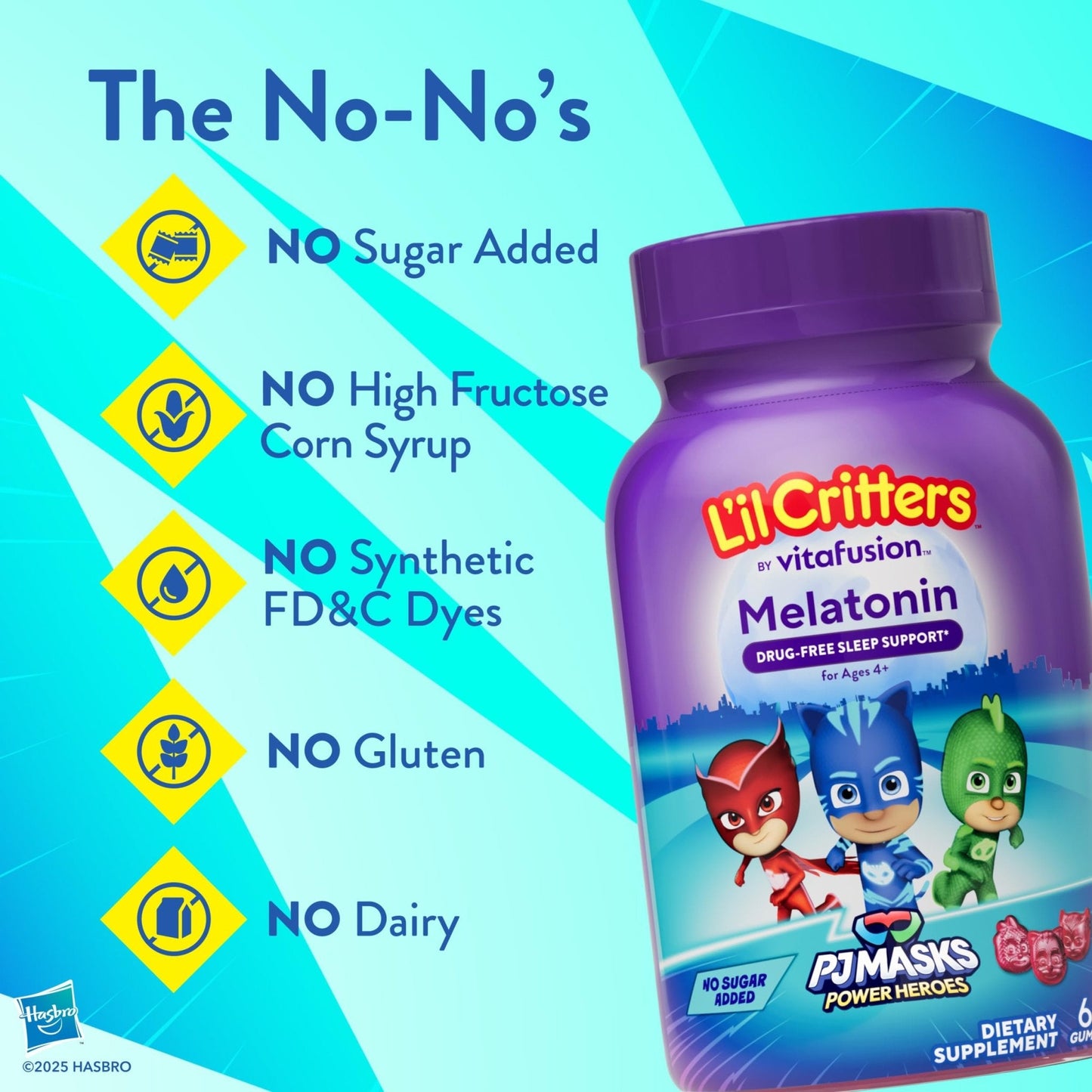 L'il Critters PJ Masks Melatonin Gummy Supplements, 60 Gummies - Maple Wellness Supplements