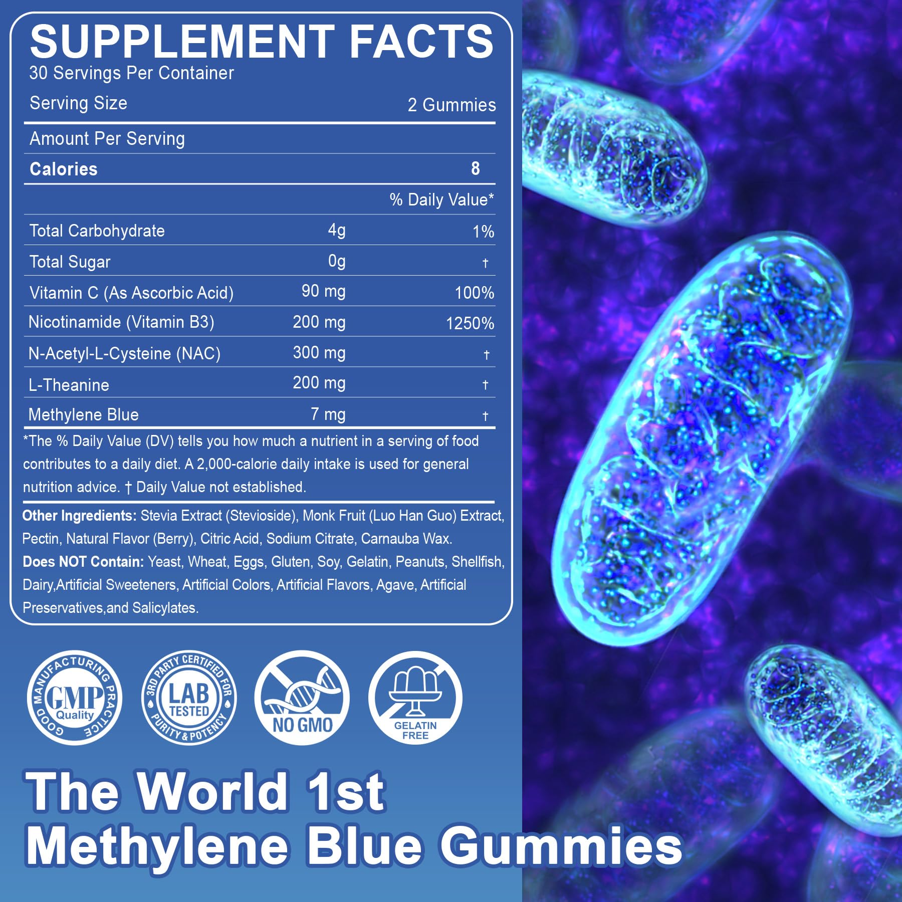 LILICARE Methylene Blue Gummies 7mg Per Serving for Humans | Upgraded Antioxidant & Brain Booster Supplement for Cognitive Function, Energy - Maple Wellness Supplements
