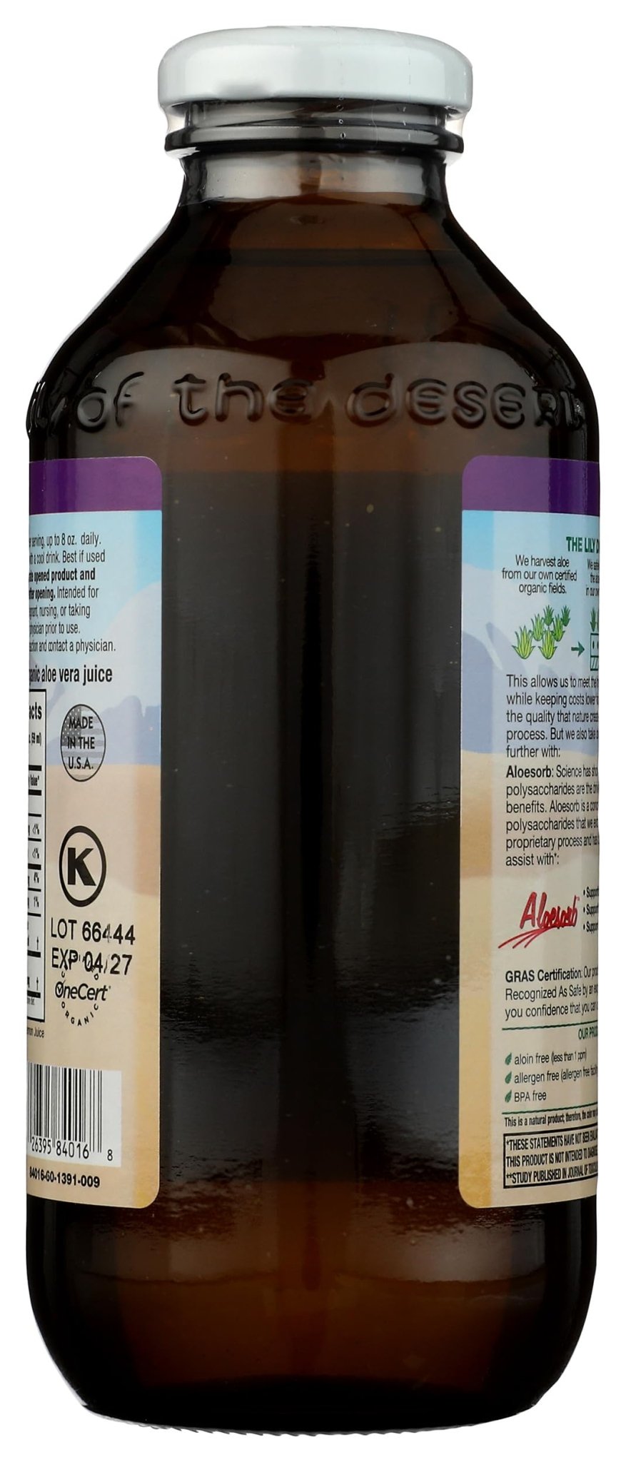 Lily of the Desert Aloe Vera Juice, Whole Leaf Filtered, Organic & Preservative Free – Natural Vitamins, Digestive Enzymes for Gut Health, - Maple Wellness Supplements