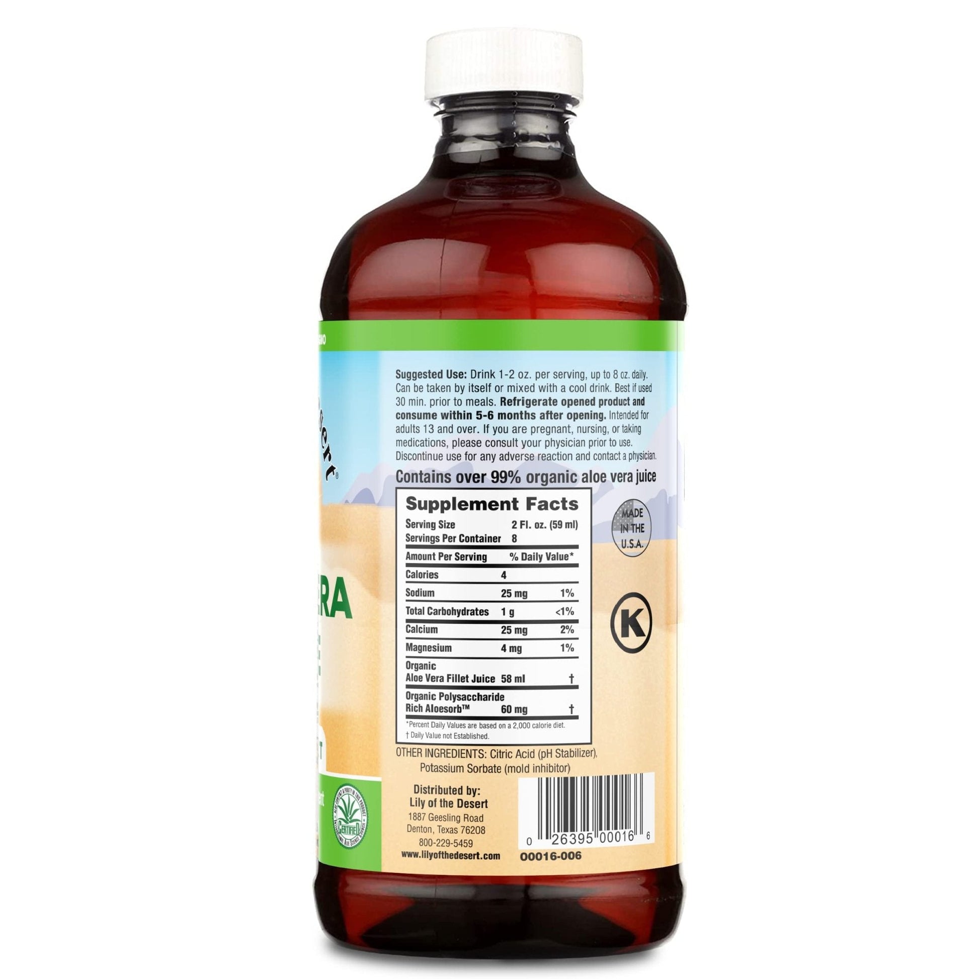 Lily of the Desert Organic Aloe Vera Juice – Inner Fillet, 16 fl oz - Maple Wellness Supplements
