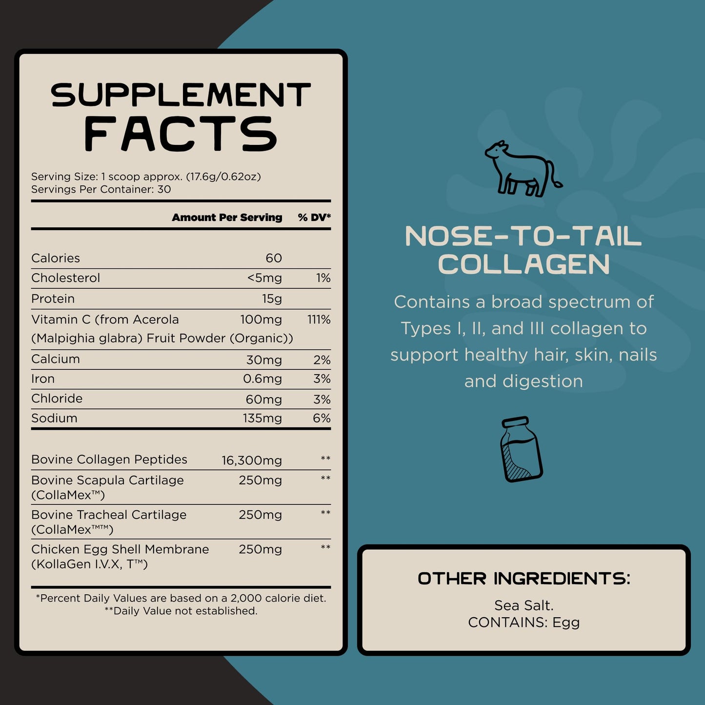 Lineage Provisions 100% Grass Fed Collagen Powder UNFLAVORED – Hydrolyzed Bovine Collagen Peptides with Trachea, Scapula, Eggshell Membrane – Collagen Protein Powder with Vitamin C – 30 Servings - Maple Wellness Supplements
