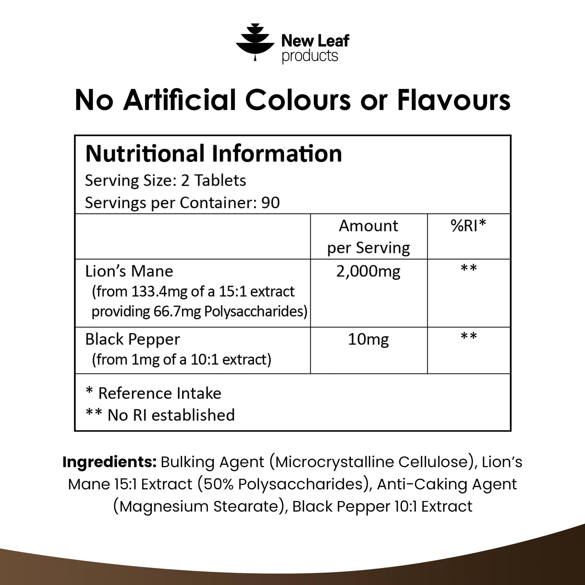 Lions Mane Mushroom Extract Supplement 2000mg - 180 High Strength Vegan Tablets - Maple Wellness Supplements